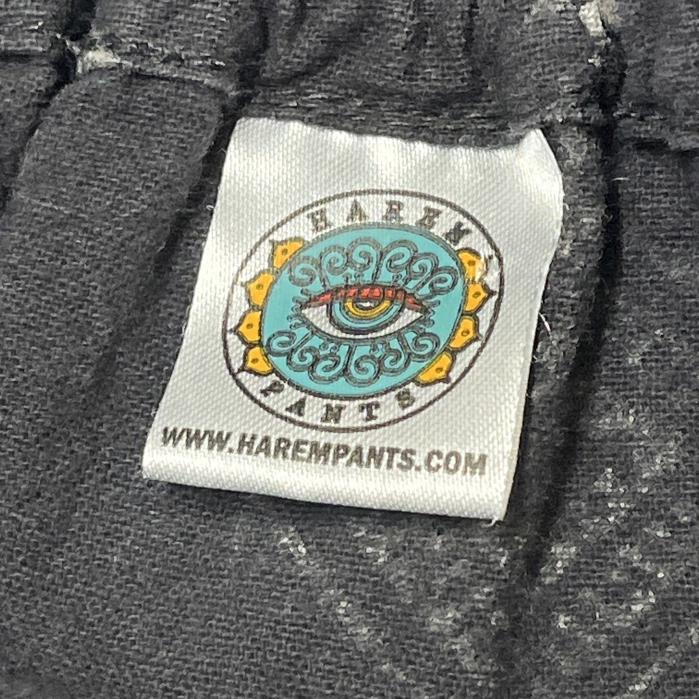 Harem Pants Black Aztec Print Wide Split Let Cropped Boho Hippie Festival Indie - Picture 7 of 14